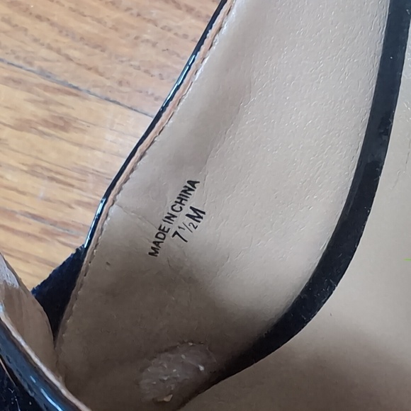 Banana Republic Black Patent Leather Mules With Navy Velvet Bows Festive Holiday - Picture 5 of 8